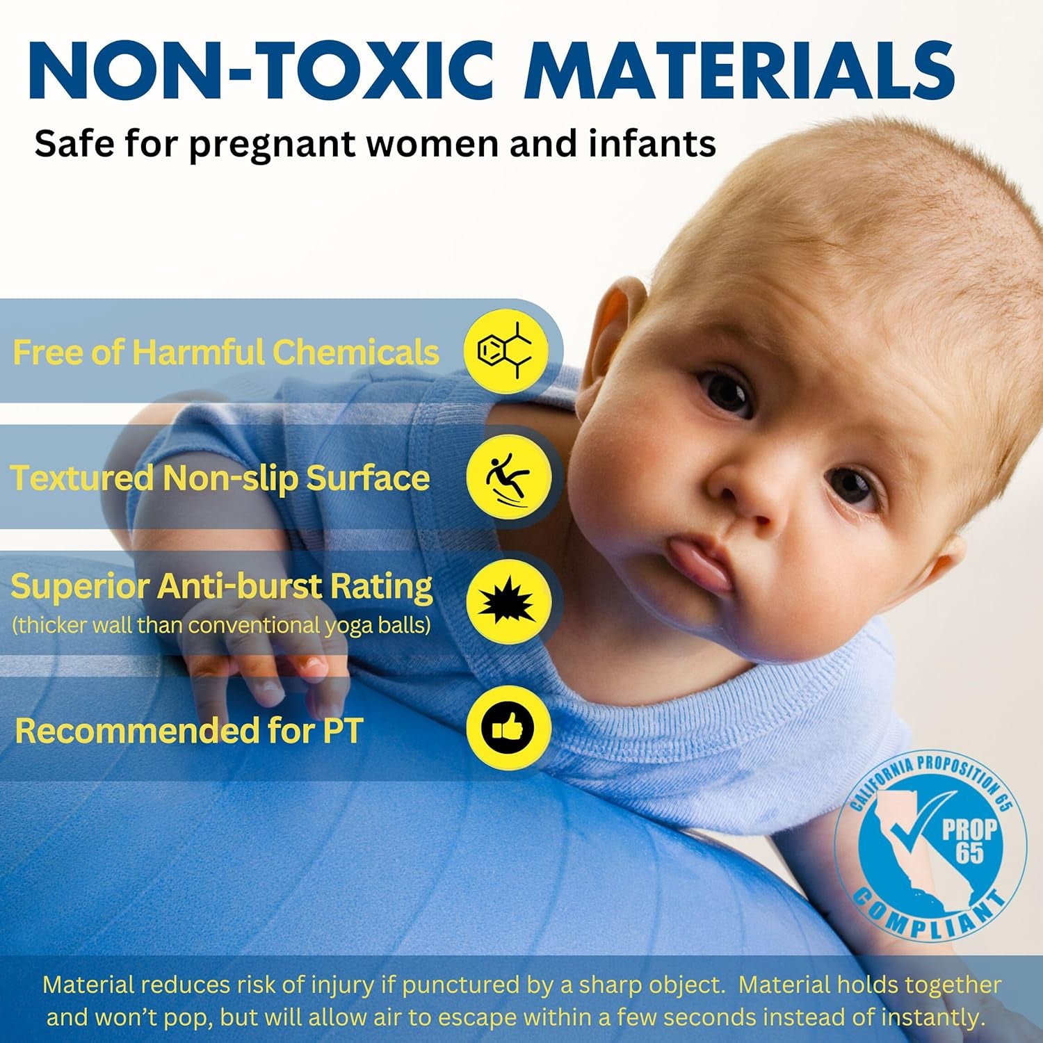 Exercise Ball - Multiple Sizes Gym Grade Balance Ball for Fitness, Yoga, Workout, Pregnancy & Physical Therapy