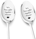 Anniversary Christmas Birthday Gifts for Her Him Engraved Coffee Spoon, 2 Pcs Personalized Stainless Steel Spoon Couple Gifts, Valentines Day Wedding Engagement Graduation Gifts for Couples