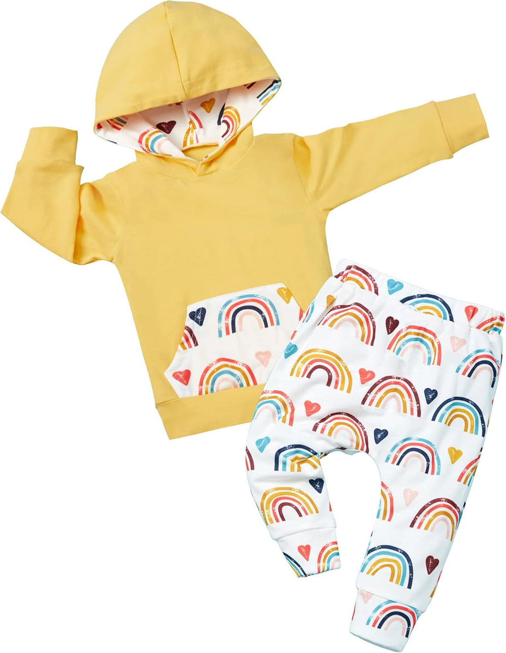 Newborn Baby Girl Clothes Outfits Infant Hoodie Rainbow Pants Cute Baby Girl Clothes 2PC Set 0 6 Months