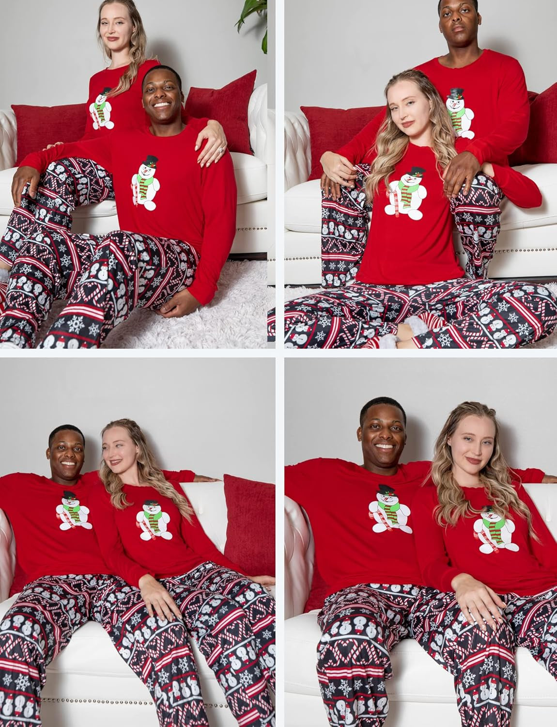 Christmas Pajamas for Men Family Matching Pj Set Sleepwear Top and Print Long Pants(Men Red, Medium)