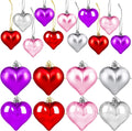24 Pcs Valentine'S Day Hearts Shaped Ornaments, 2 Surfaces Valentines Heart Decorations Baubles Romantic Valentines Day Hanging Decorations for Home Indoor Outdoor (Red/Pink/Purple)