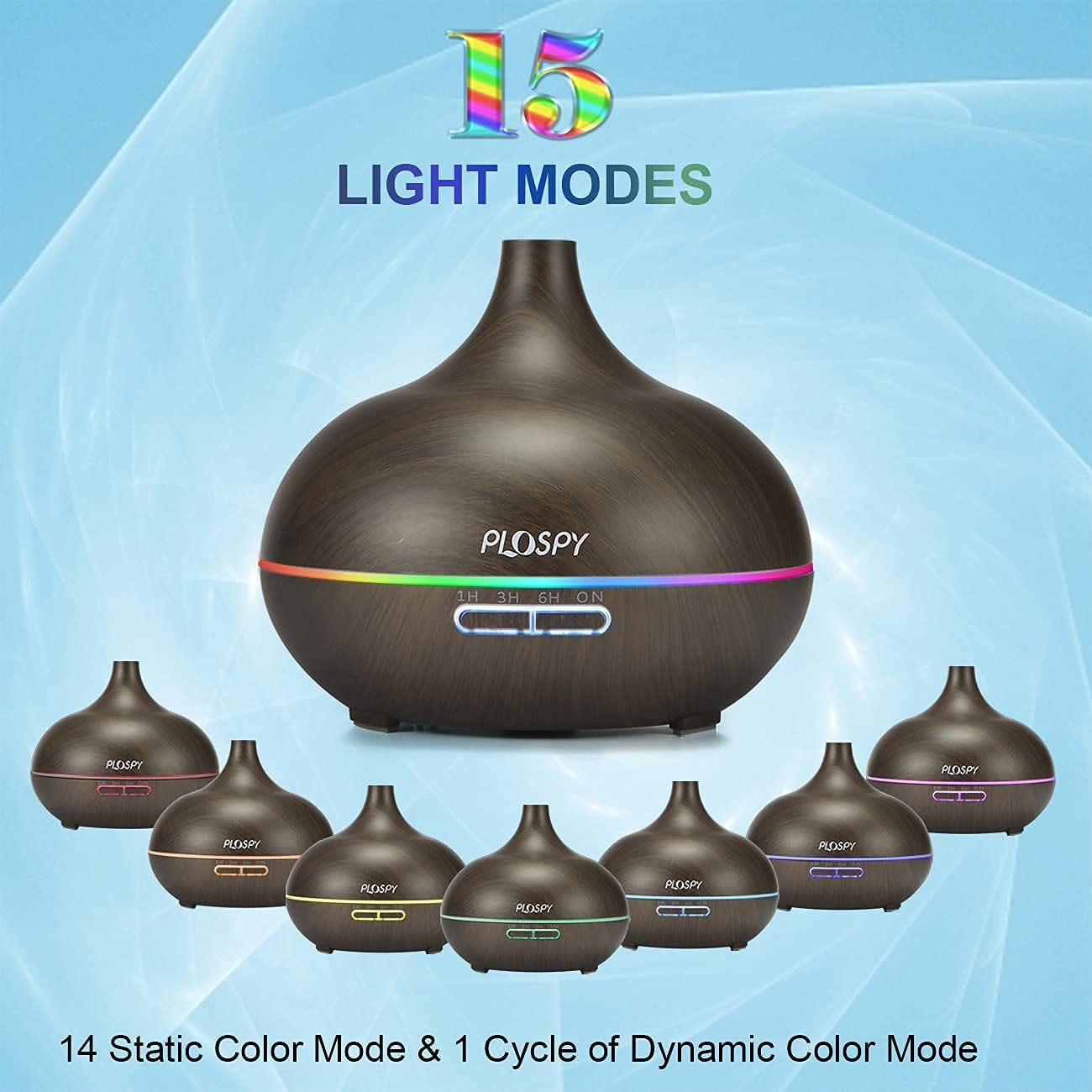 Diffusers for Essential Oils, 550Ml Aroma Diffuser Ultrasonic Essential Oil Diffuser Cool Mist Humidifier with 4 Timer & 15 Colors Light, Auto Power-Off Air Diffusers for Home Office