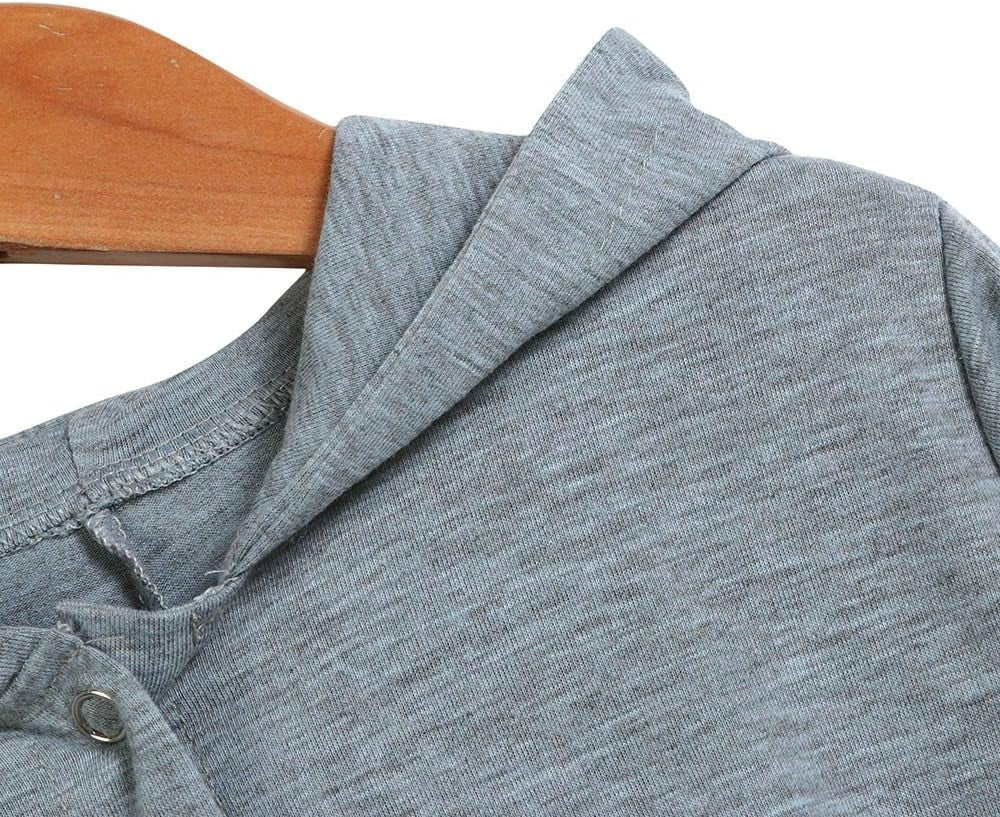 0-18 Months Cute Newborn Infant Baby Boy Girl 3D Dinosaur Hooded Romper Jumpsuit Outfits Clothes (Gray-1, 12-18 Months)